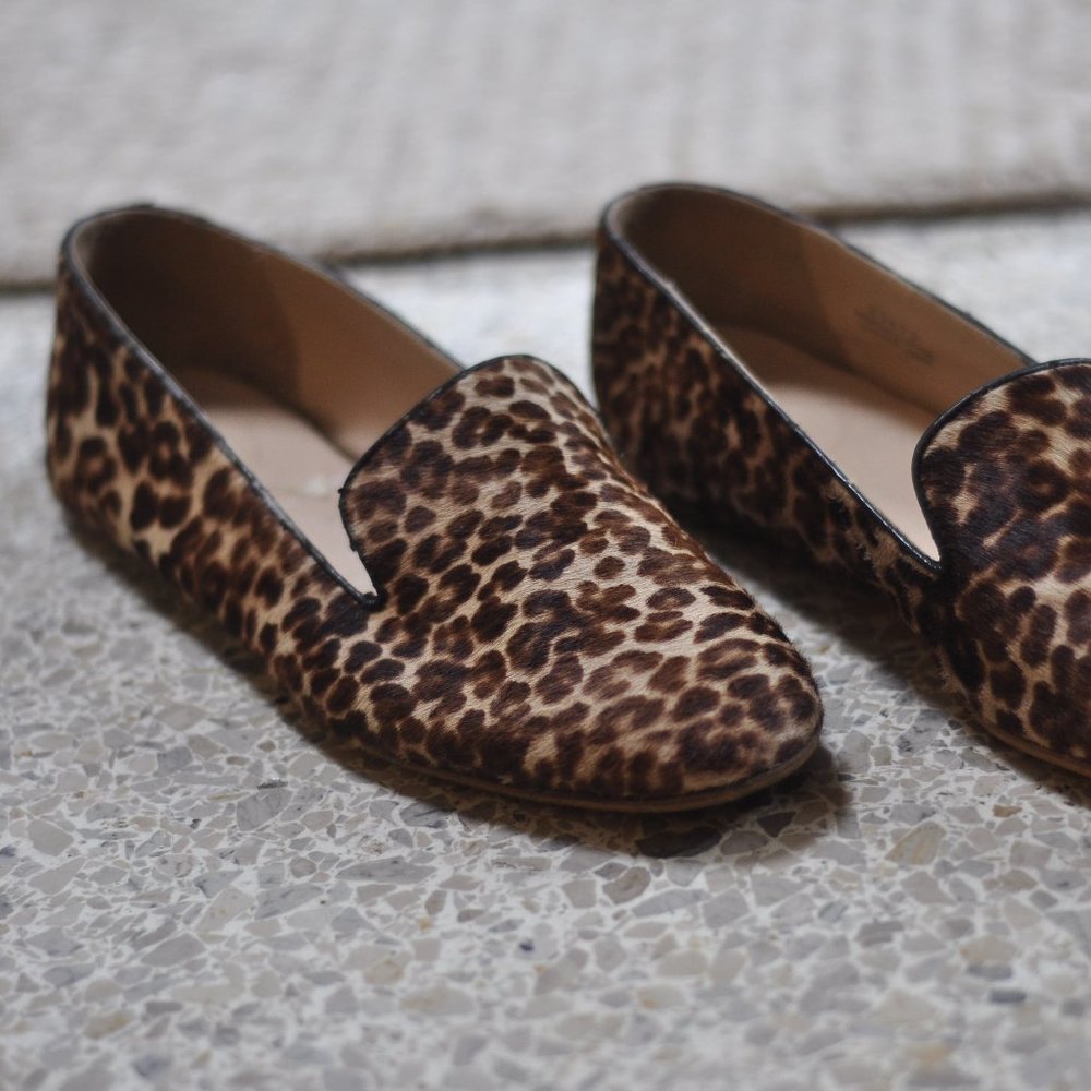 J Crew Collection Darby ponyhair leopard Italian loafer 8 1/2 EUC